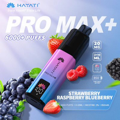 Hayati Pro Max Plus 6000 Puff Kit – Strawberry Raspberry Blueberry