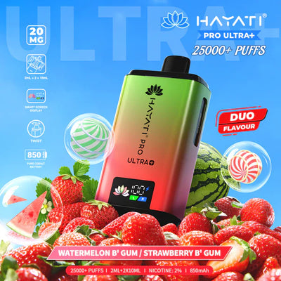 Hayati Pro Ultra Plus 25K Puff Kit – Watermelon Bubble Gum / Strawberry Bubble Gum